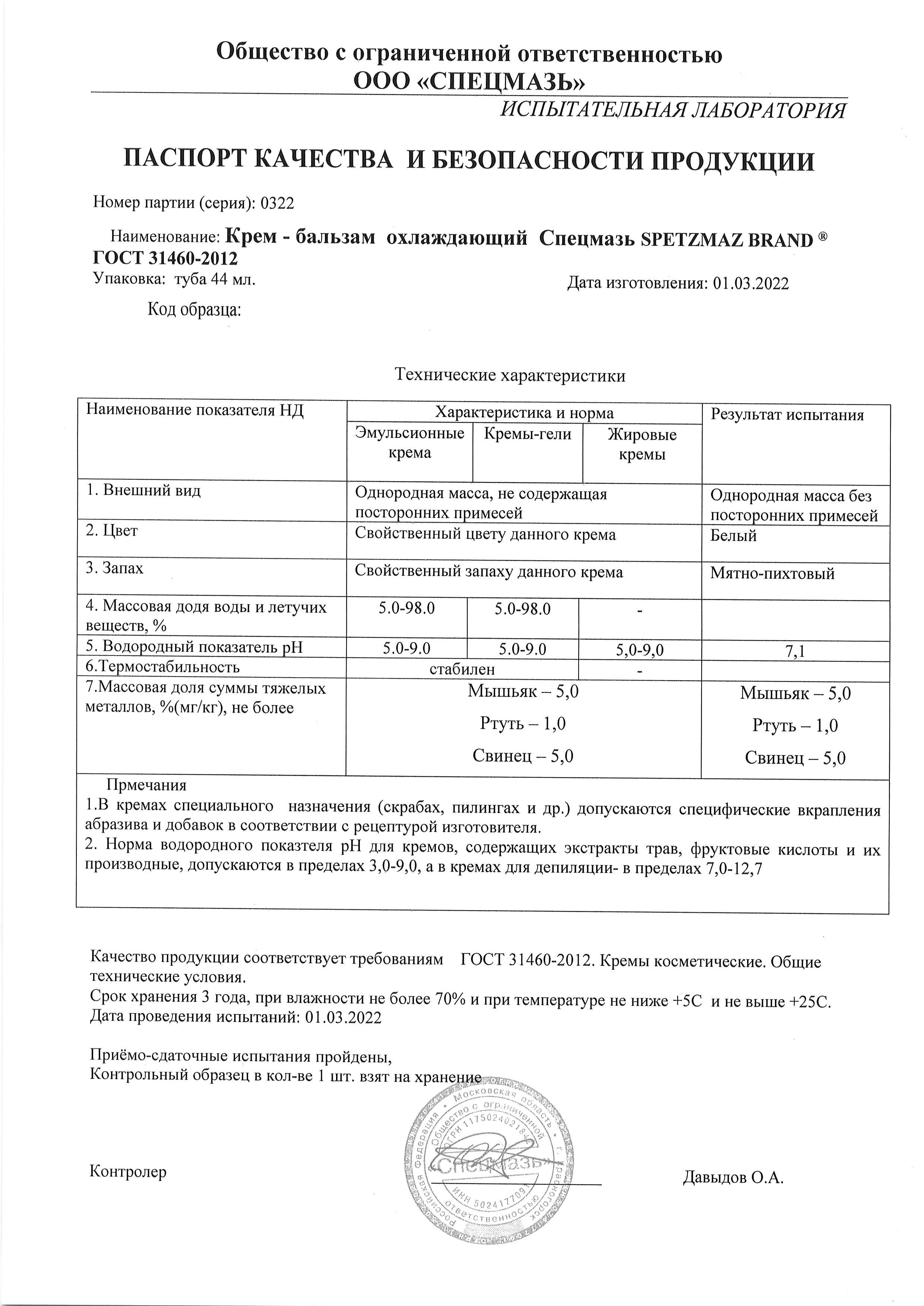 Паспорт №032022
